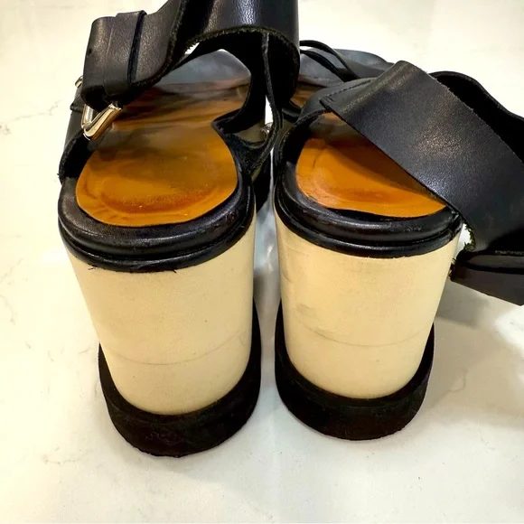 Free People Kate Criss Cross Black Leather Platform Sandals 8.5 EUC - Picture 5 of 6